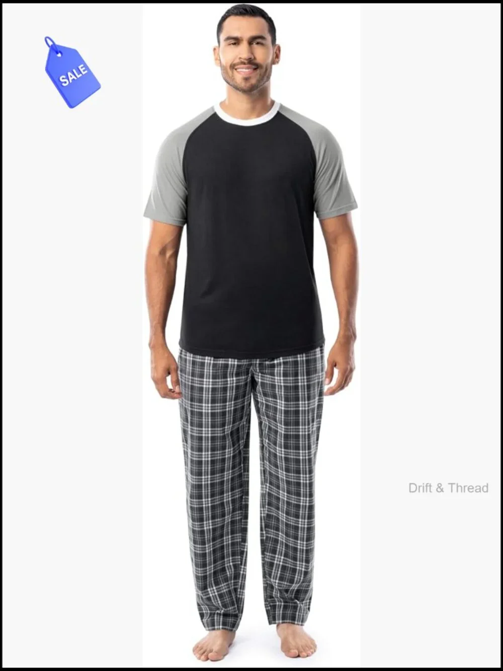 Men's Henley & Pant Pajama Set with Drawstring Waist